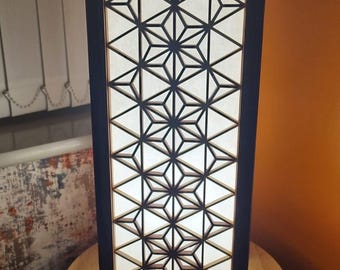 Handmade Japanese Kumiko Lamp, Wooden Andon Lantern