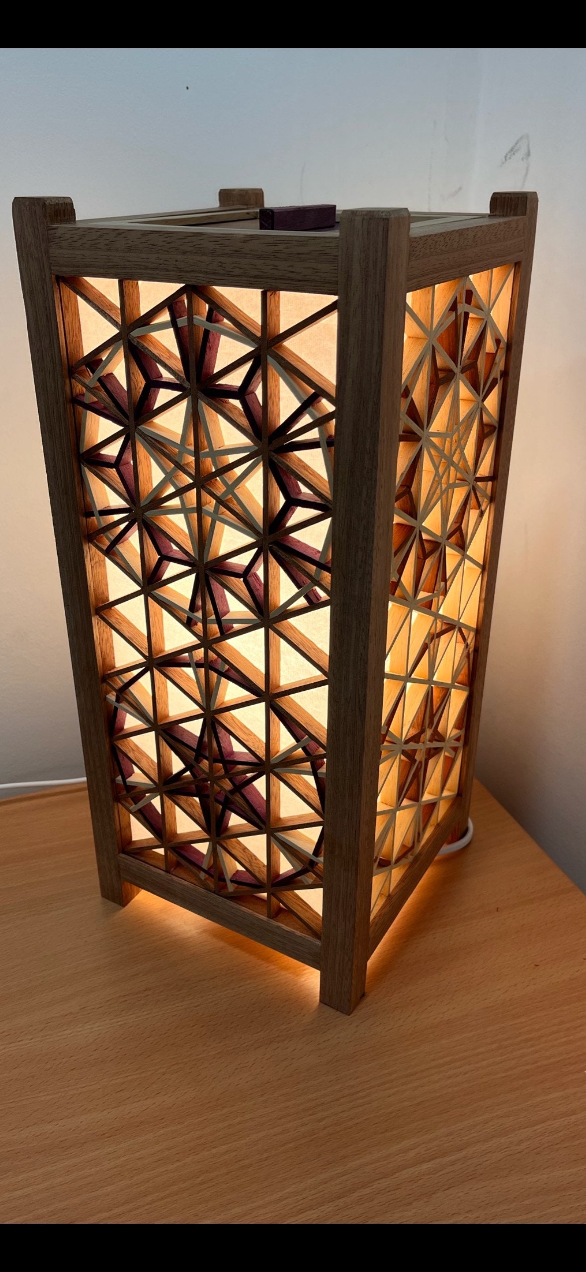 Handmade Kumiko Lamp, Japanese Andon Lantern, Wooden Table Lamp - Etsy