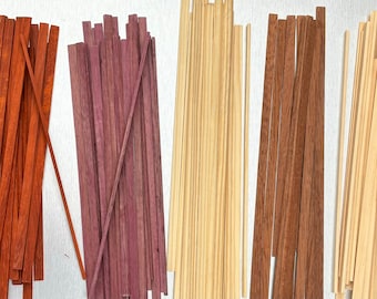 Tiras Kumiko, maderas surtidas disponibles, varios colores y tipos. (32 cm x 11 mm x 3,0 mm)