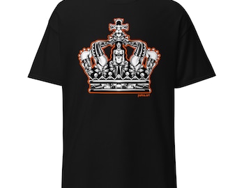 Koningsdagkroon t-shirt zwart oranje