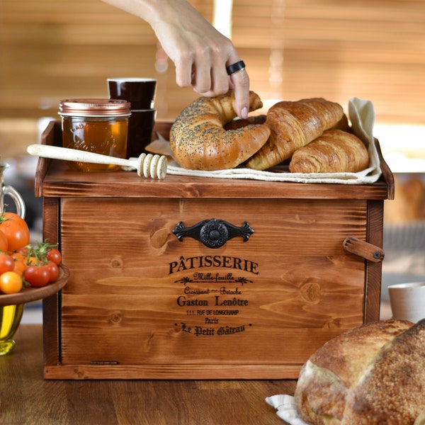 Vintage Brotkasten Holz, Landhausstil Deko Brotbox, Vintage Küche Brotaufbewahrung, Landhausküche Brot Aufbewahrungsbox, Retro Brotbehälter