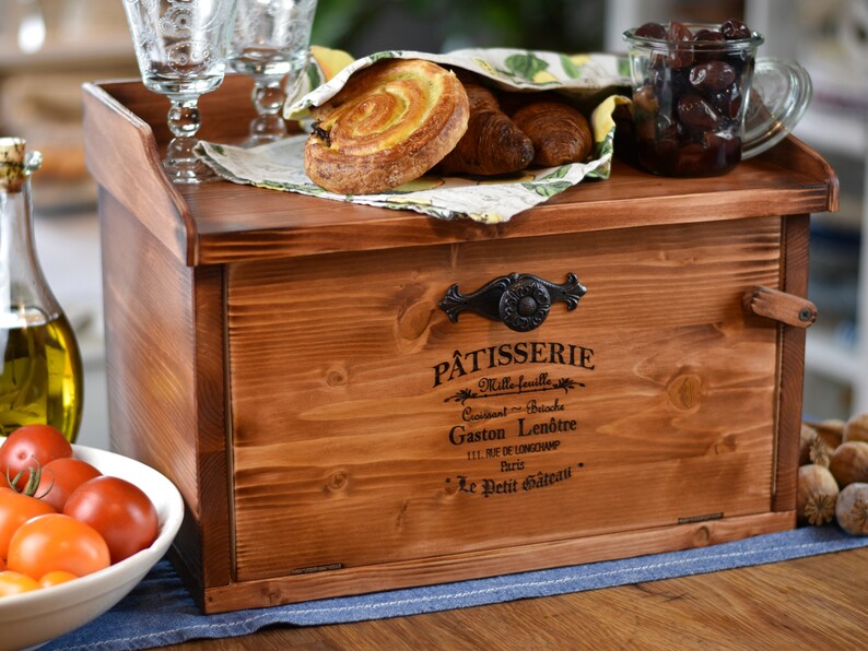 Wooden Bread Box, Farmhouse Rustic Breadbox for Countertop, Rustic