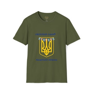 Ukrainian Heart American Dream | Immigrant to US | Unisex Softstyle T-Shirt