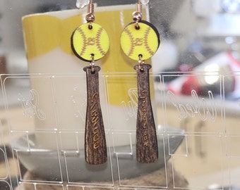 Bat and ball earrings