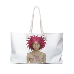 Weekender-Tasche „Aus Versehen Kunst“ – Oversized Tote Bag – Reisetasche Frau in Pink – Große Statement Bag