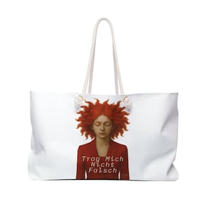 Weekender-Tasche „Trag Mich Nicht Falsch“ – Oversized Tote Bag – Reisetasche Frau in Rot – Große Statement Bag – Shoppingtasche