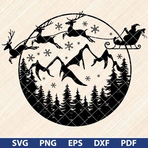 Winter Scene SVG, Christmas Scene svg, Santa Claus svg, Reindeer svg, Christmas Santa svg, Christmas svg, Santa and Reindeer svg [EP-07]