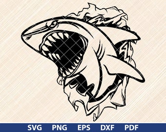 Shark In The Ocean Svg, Shark Svg, Shark Silhouette, Shark Clipart, Shark Fish Svg, Shark Design Svg, Animal Svg [EP-04]