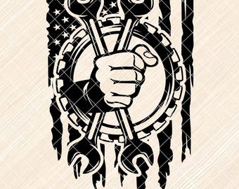 Amerikaanse vlag reparatie Tools SVG, reparatie tools svg, monteur svg, moersleutel svg, reparatie logo, tools auto svg, timmerman svg, automonteur svg [EP-22]