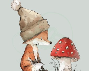Iron-on transfer mushroom fox