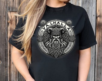Vinage Valhalla Odin in Mask Runes Norse Compass Viking, Valhalla Odin Shirt