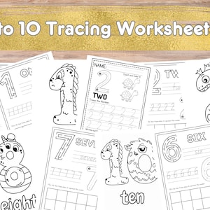 1-10 Number Tracing Worksheets for Preschool & Kindergarten | Printable Handwriting Practice | Learning Numbers | Instant PDF Download
