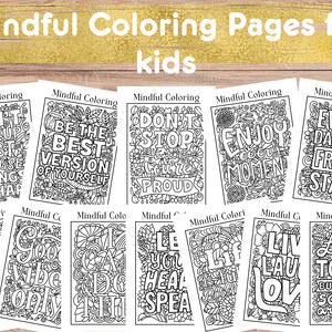 Mindful Coloring Pages for Kids, Inspirational Coloring Sheets, Printable Coloring Pages, PDF Download, Motivational Quotes Coloring