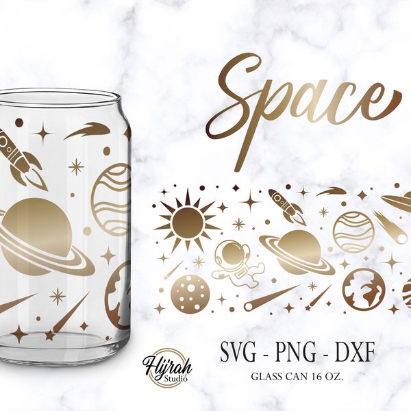 Space Can Wrap • Digital Download SVG Files For Cricut - 16oz Can Space Wrap Template Svg Dxf Png File