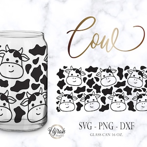 Cow Can Wrap • Digital Download SVG Files For Cricut - 16oz Can Cow Wrap Template Svg Dxf Png File