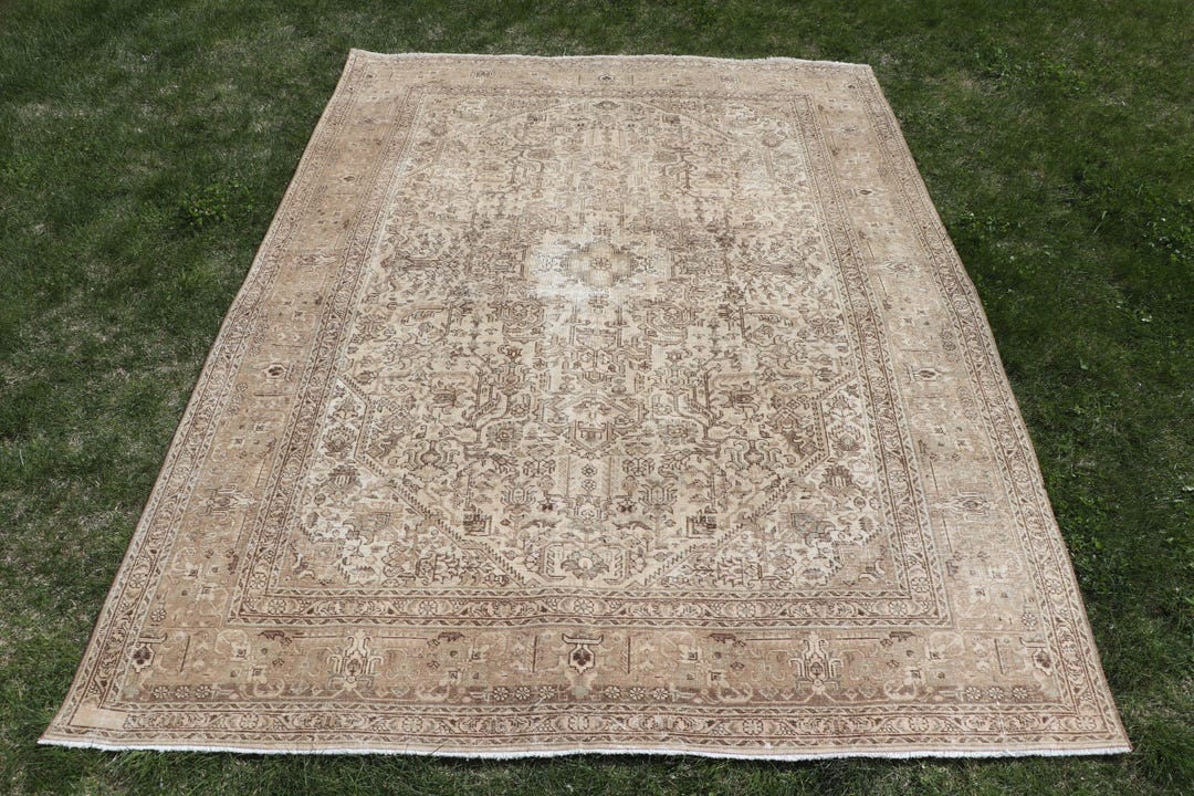 Vintage Large Rug 6.7x9 Ft (203x275 Cm), Brown Floral Turkish Rug - Etsy