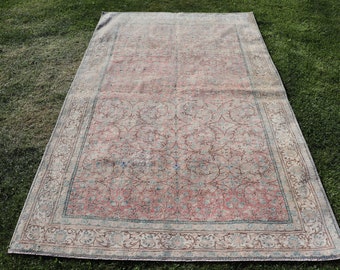 Vintage Rug, Turkish Rug, Area Rugs, Antique Rugs, Rugs For Nursery, 4.7x7.3 ft Pink Rug, Wool Rugs, Vintage Decor,