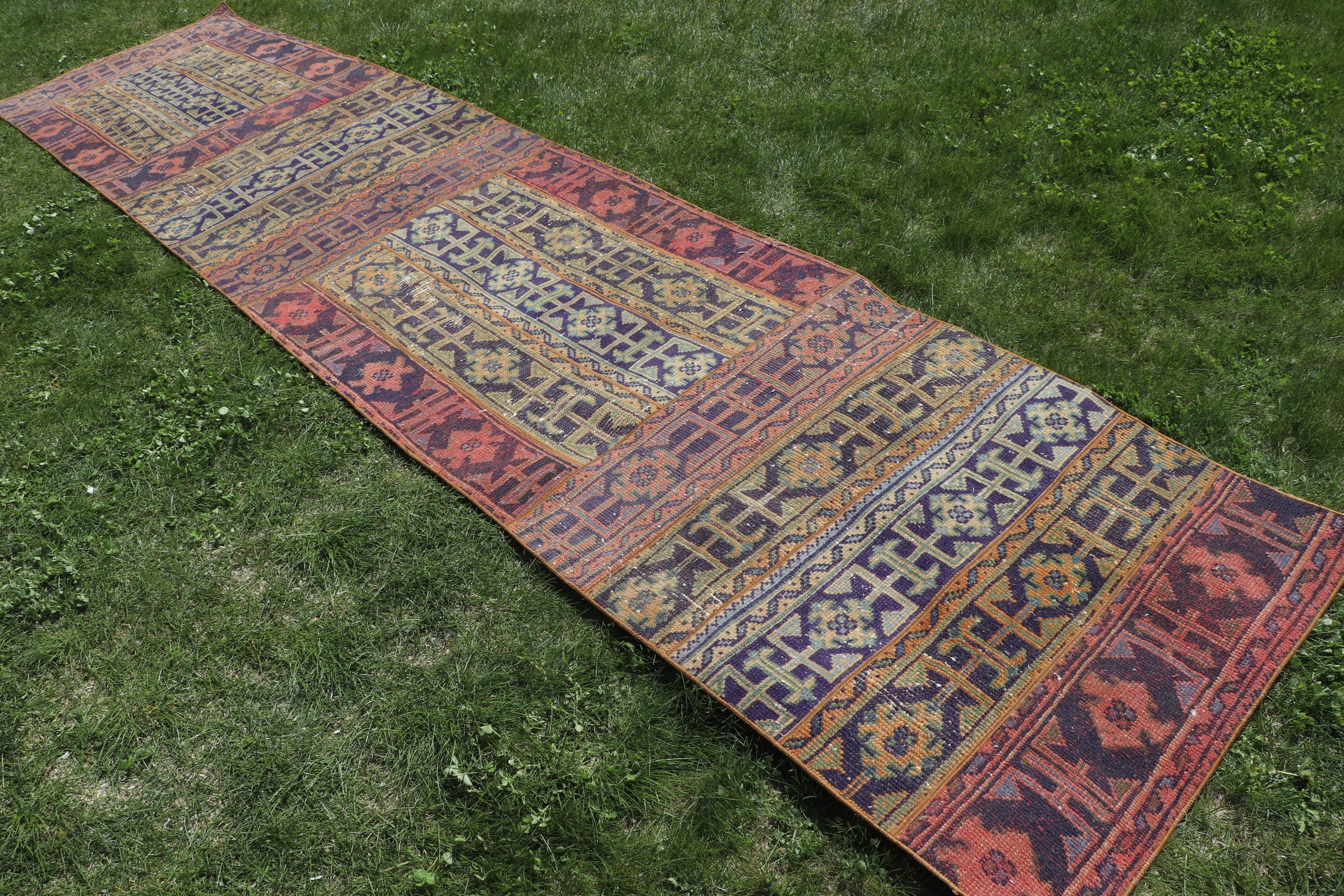 トルコ絨毯、パッチワーク絨毯、ヴィンテージ絨毯、3x13インチの