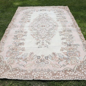 Turks tapijt, grote tapijten, vintage tapijt, Anatolisch tapijt, vloerkleden voor salon, 5,7 x 7,5 ft beige tapijt, wollen tapijten, vintage decor, decoratief tapijt,