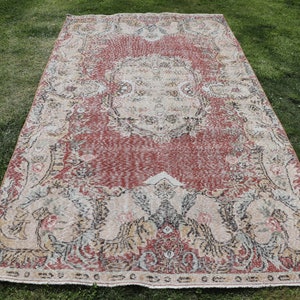 Vintage Rug, Large Rug, Turkish Rug, Anatolian Rugs, Rugs For Living Room, 5.1x9.3 ft Red Rug, Wool Rug, Vintage Decor,