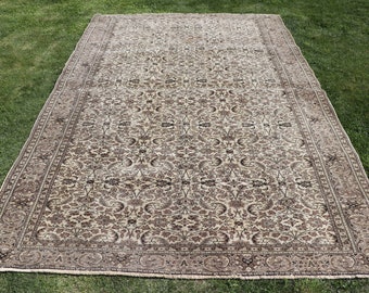 トルコ絨毯、6 x 9フィートの大型絨毯、ヴィンテージ絨毯、装飾