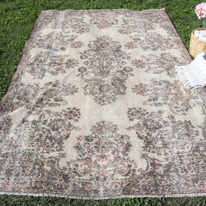 Large Rugs, Turkish Rug, Vintage Rug, Anatolian Rugs, Rugs For Living Room, 5.5x8.7 ft Beige Rug, Antique Rug, Wool Rugs, Gift For Her,  304