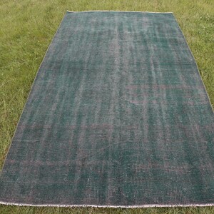 Turkish Rug, 5x9 Large Rugs, Vintage Rug, Anatolian Rug, Rugs For Bedroom, 4.6x8.7 ft Green Rug, Neutral Oushak Rug, Overdyed Wool Rug,