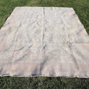 Large Rug, Vintage Rug, Turkish Rug, Anatolian Rug, Rugs For Bedroom, 6.9x10.1 ft Beige Rug, Faded Oushak  Rugs, Large Vintage Rug,
