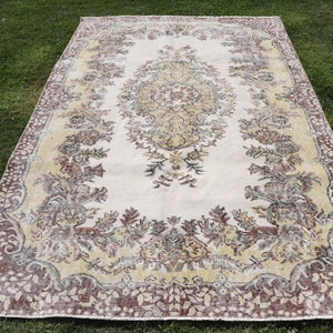 Turkish Rug, Vintage Rug, Large Rug, Antique Rug, Rugs For Salon, 5.5x8.8 ft Beige Rug, Oriental Rugs, Large Area Rug,