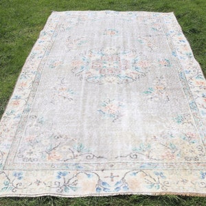 Turkish Rug, Vintage Rug, 6x9 Large Rug, Antique Anatolian Rug, Rugs For Bedroom, 5.3x8.8 ft Beige Rug, Oriental Rugs, Turkish Salon Rug,
