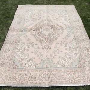 Vintage Rug, Turkish Rug, 6x10 Large Rugs, Anatolian Rug, Rugs For Bedroom, 6.4x9.5 ft Beige Rug, Kurdish Rug With Fringe, Tribal Rug,