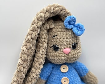 Personalized Crochet Bunny ,  Amigurumi rabbit, handmade bunny  doll, plushie bunny, cuddly toy for newborn, crochet bunny, knitted stuffed