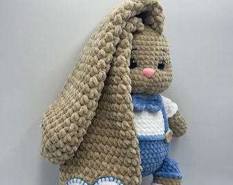 Lapin personnalisé, Lapin au crochet personnalisé avec nom, Lapin en peluche au crochet, Jouets câlins, Lapin au crochet avec longues oreilles,