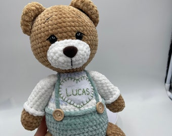 Personalized Stuffed Teddy Bear , Teddy Bear, Crochet Teddy Bear , Hand Knit Bear , Knitted Teddy Bear , Crochet Plush Toy , Amigurumi Teddy