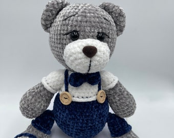 Teddybär häkeln Plüsch Amigurumi handgemachte Teddy personalisierte Bär zum Verkauf Teddy für Jungen gestrickte Spielzeug häkeln Tiere Spielzeug Geschenk für Baby