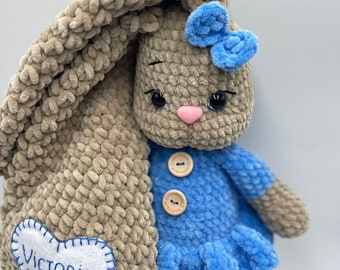 Crochet Bunny Rabbit Personalized Doll | Crochet Bunny | Handmade Bunny | Amigurumi Bunny Toys | Knitted Bunny Rabbit