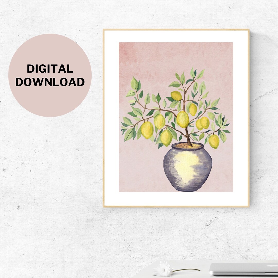 Lemon Tree Wall Art Printable Wall Art Lemon Prints Plant Etsy