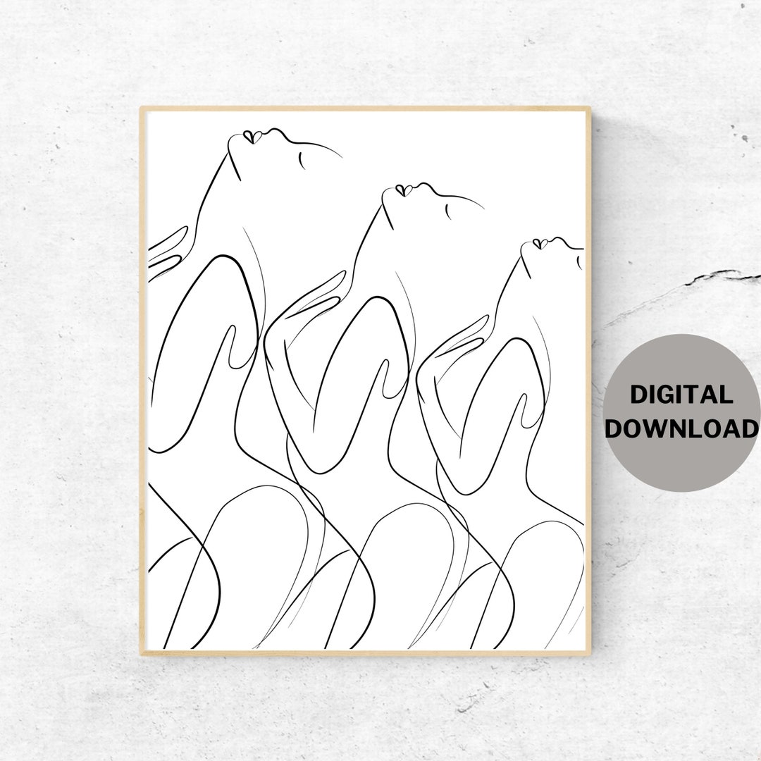 Line Art Woman Body Printable Female Body Art Line Wall Art Etsy