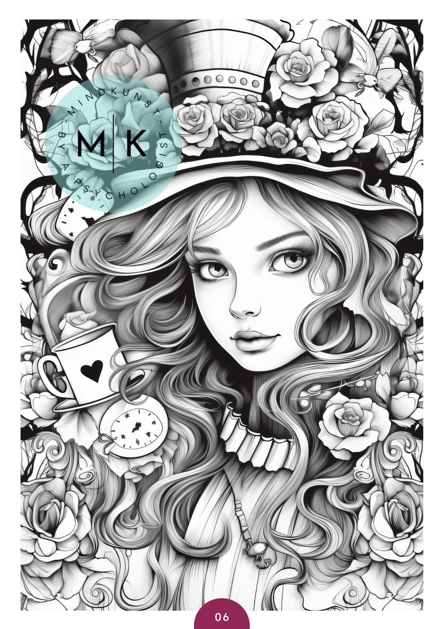 Alice in Wonderland: Relaxation Coloring Book for Adults (10 Pages, A4 ...