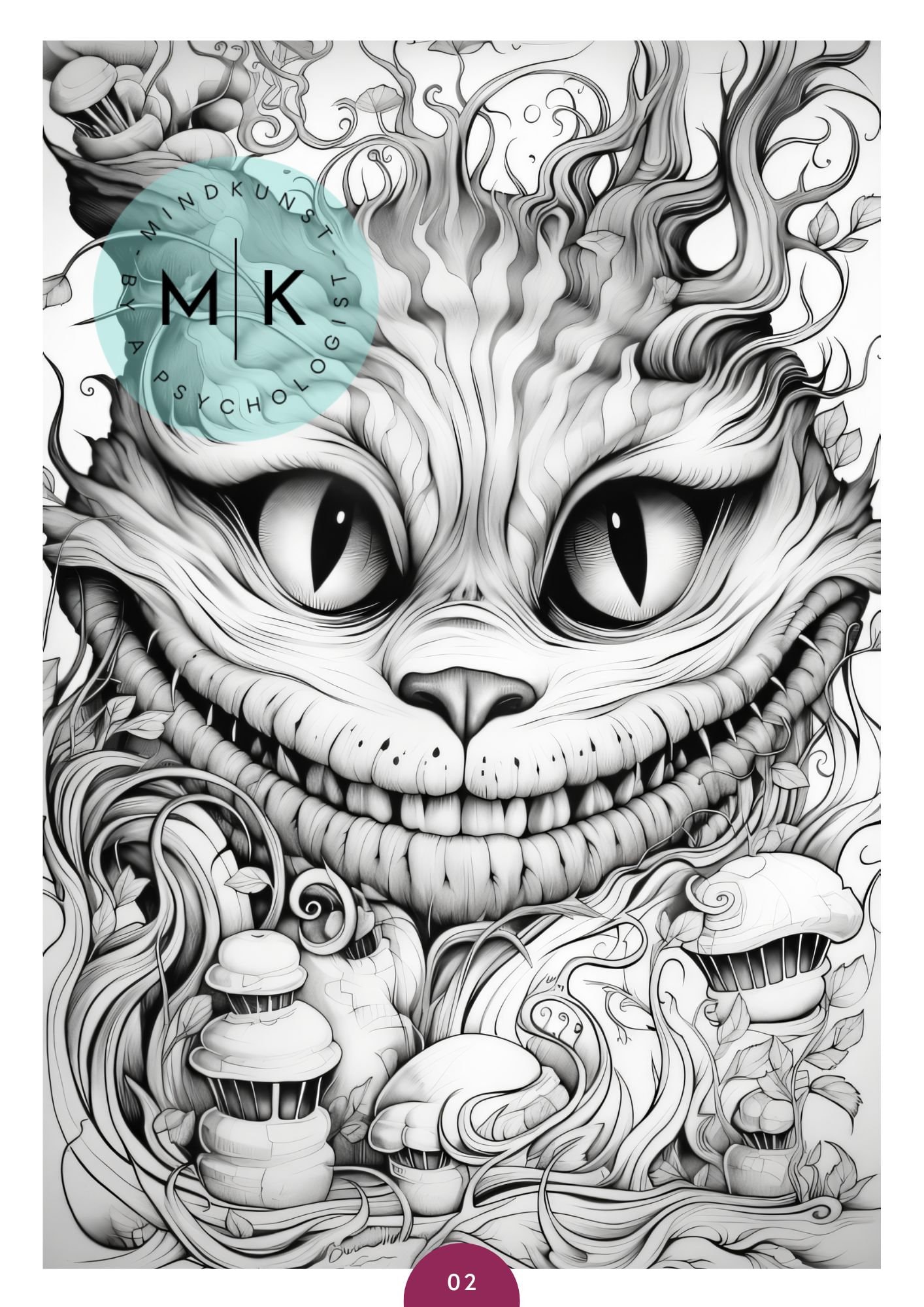 Alice in Wonderland: Relaxation Coloring Book for Adults 10 Pages, A4 ...