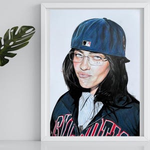 Billie Eilish Portrait Drawing - PDF Digital Download - Coloured Billie Eilish Art