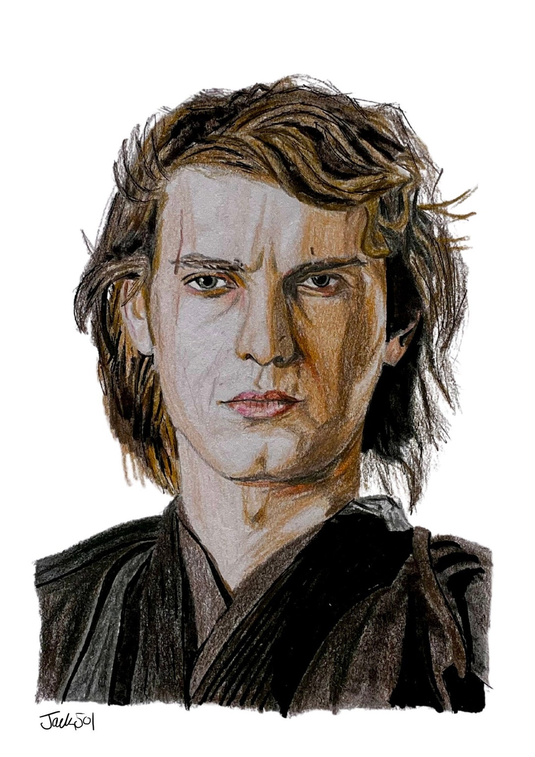 Anakin Skywalker Art Star Wars Drawing Portrait PDF Download - Etsy