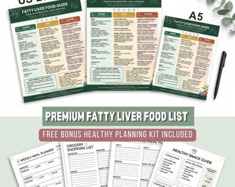 プレミアム脂肪肝食＆NAFLD食品リストPDF、健康的な食事プランニングキット印刷可能肝臓健康栄養ガイドウェルネス食事プランナーPDF