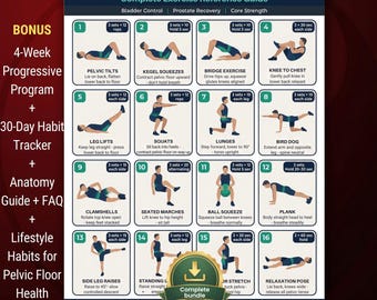 Pelvic Floor Exercises for Men Printable | Kegel Workout Plan PDF | 4-Week Programme + 30-Day Tracker | Prostate Recovery & Bladder Control