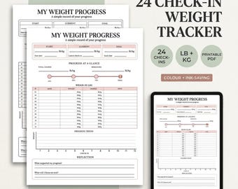 Weight Tracker Printable | Weight Progress Log | Goal Planner | A4 & US Letter PDF JPG