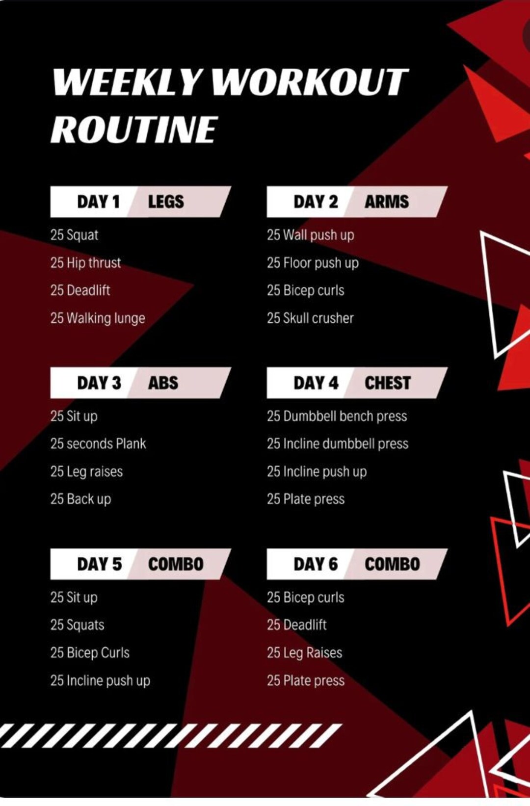 Weekly Workout Routine Printable Template Daily Workout - Etsy