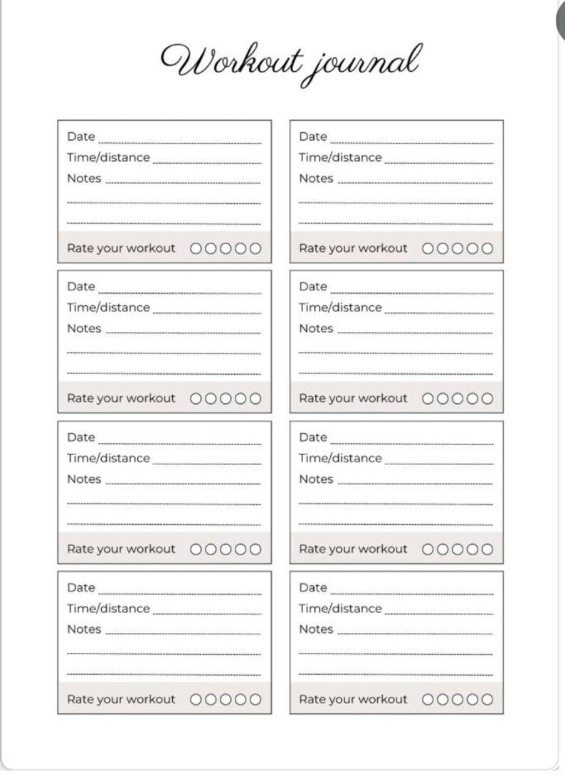Workout Tracker Printable Daily Exercise Log Fitness - Etsy Australia
