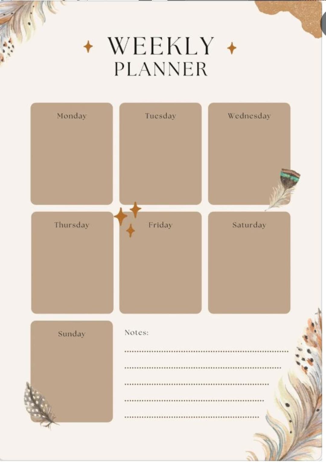 Weekly Planner Printable 7 Day Meal Planner , Workout Planner, Grocery ...