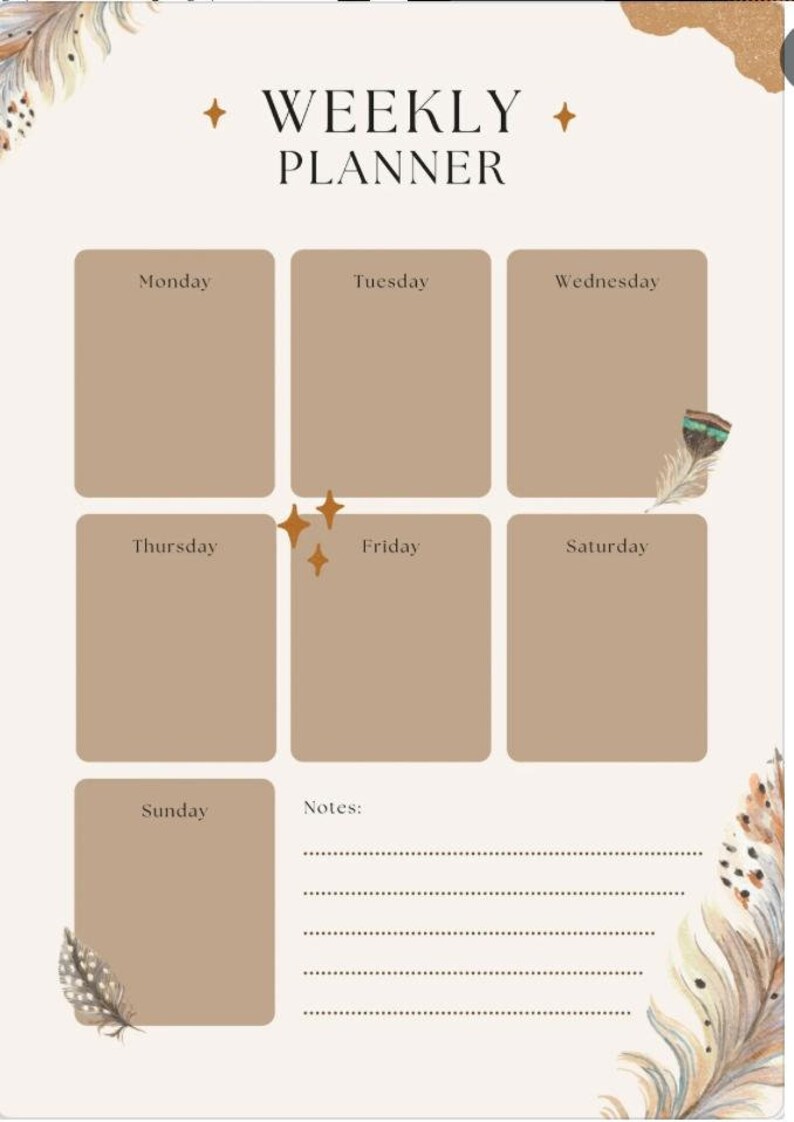 Weekly Planner Printable 7 Day Meal Planner , Workout Planner, Grocery ...