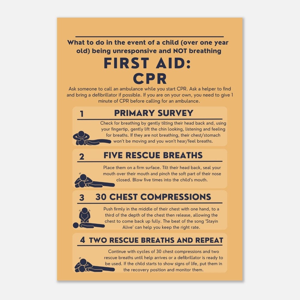 CPR: Child First Aid Print, Safety Poster, Nursery Wall Decor, Parenting Guide, Newborn Gift ...